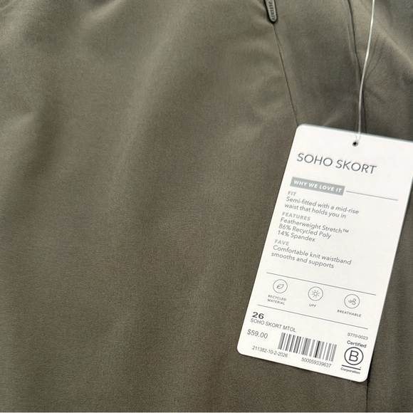 ATHLETA Soho Skort UPF Stretch Front & Back Pockets NWT 26 - Picture 7 of 7